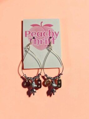 Whimsigoth Teardrop Wire Dangles with Leaf & Starburst Charms